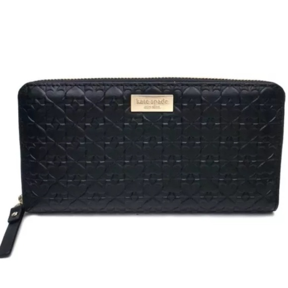 Kate Spade New York Women Penn Place Embossed Neda Zip Around Wallet Black - Picture 3 of 10